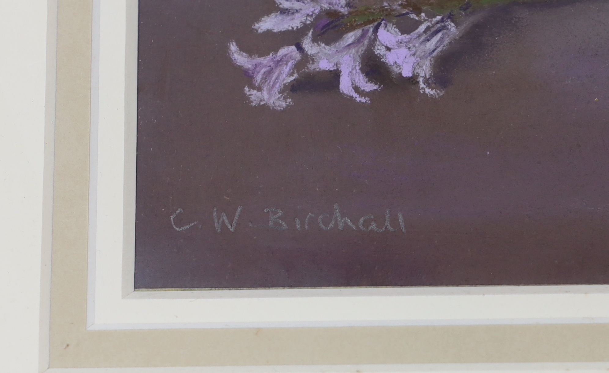 Christine (Christie) Birchall SWA (Contemporary) pastel, Chinese bowl and bluebells, signed, details verso, 28cm x 17cm